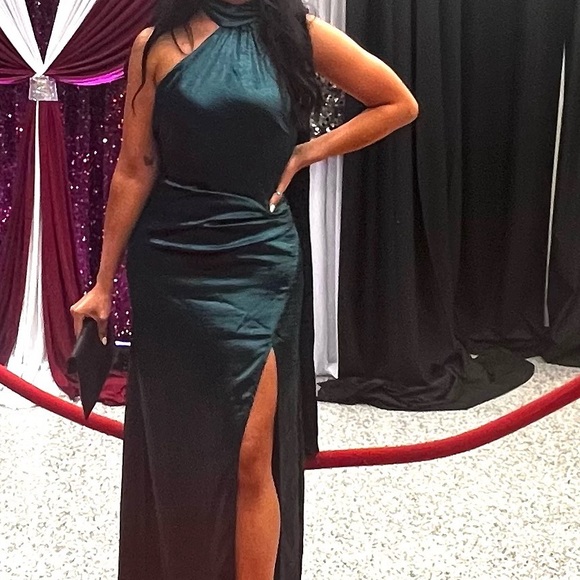 Revolve Kendall Gown in dark Jade Green - Picture 2 of 3
